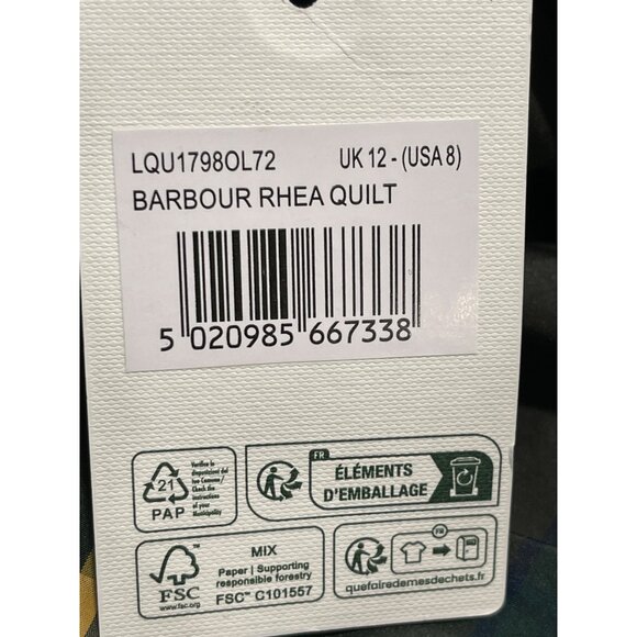 OVERSIZED Barbour $517 Re-Engineered Rhea Quilted Coat Olive Size 8 NEW - Picture 11 of 12